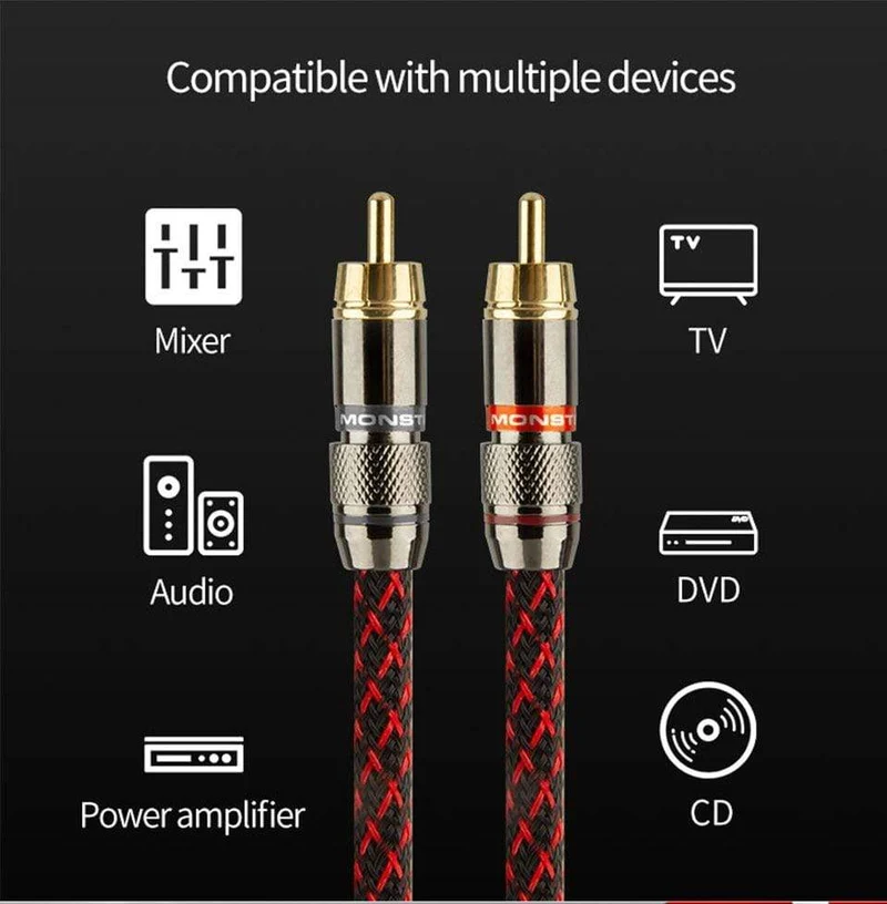 Canare 1 Paar Cinch-Audiokabel 2 Cinch auf 2 Cinch-Verbindungskabel HIFI Stereo 4N OFC-Stecker auf Stecker für Verstärker DAC TV