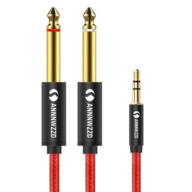 Audiokabel 3.5 mm auf Doppel 6.35 mm Aux-Kabel 2 Mono 6.5 Klinke auf 3.5 Stecker für Telefon zu Mischverstärker 6.35 Adapter