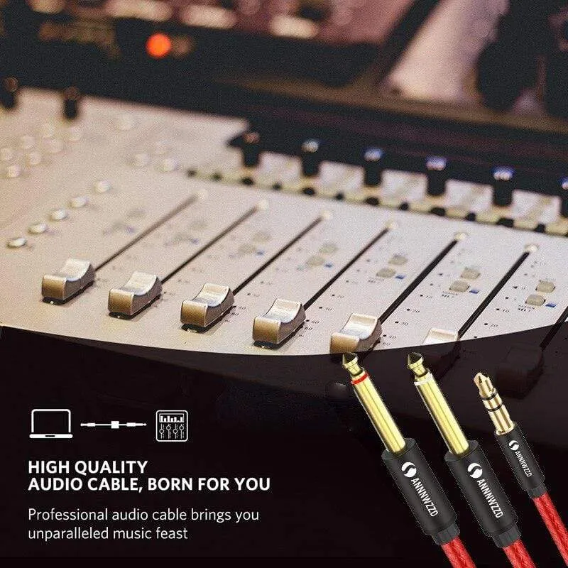 Audiokabel 3.5 mm auf Doppel 6.35 mm Aux-Kabel 2 Mono 6.5 Klinke auf 3.5 Stecker für Telefon zu Mischverstärker 6.35 Adapter