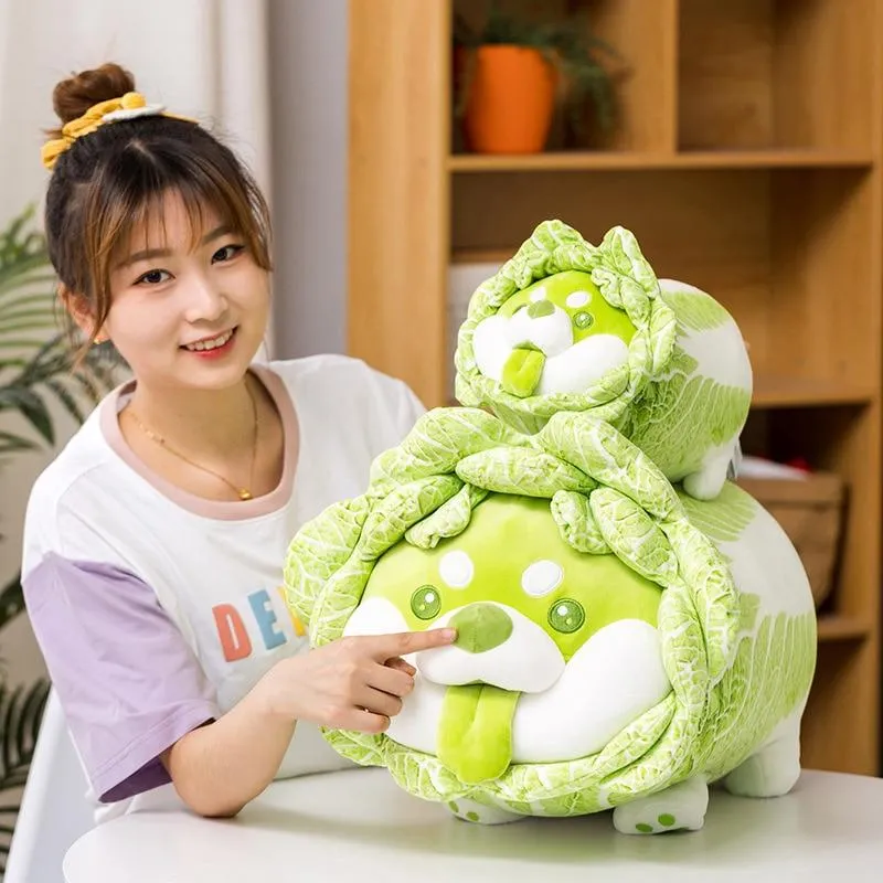 Niedliche Gemüsefee Plüschtiere Japanischer Kohlhund Flauschige Weiche Shiba Inu Kissen Kuscheltiere Puppe für Kinder Baby Mädchen Geschenke