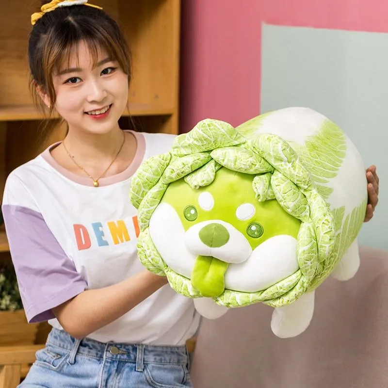 Niedliche Gemüsefee Plüschtiere Japanischer Kohlhund Flauschige Weiche Shiba Inu Kissen Kuscheltiere Puppe für Kinder Baby Mädchen Geschenke