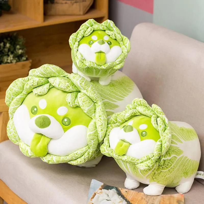 Niedliche Gemüsefee Plüschtiere Japanischer Kohlhund Flauschige Weiche Shiba Inu Kissen Kuscheltiere Puppe für Kinder Baby Mädchen Geschenke