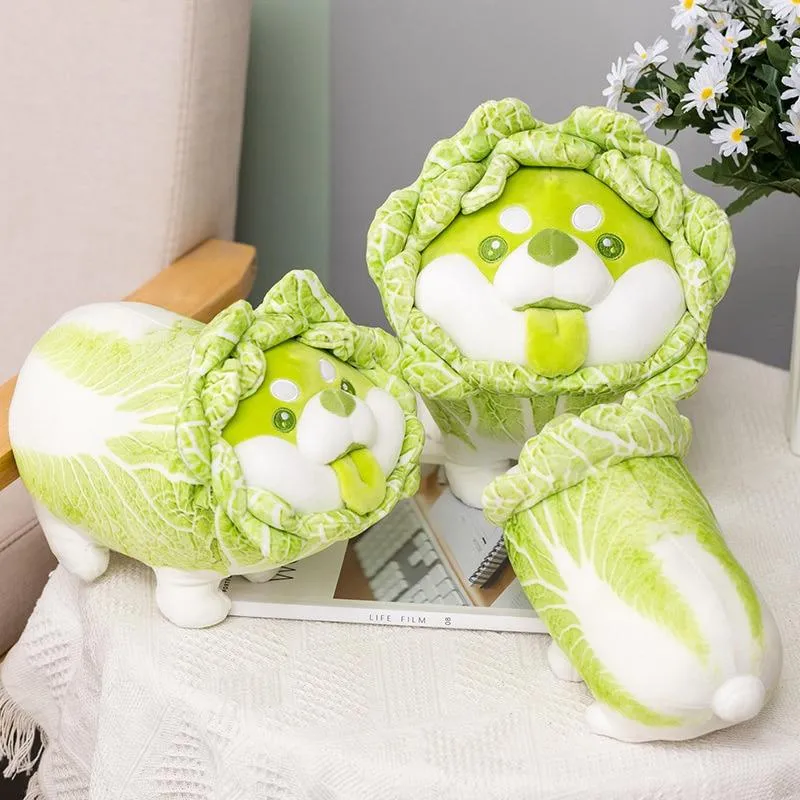 Niedliche Gemüsefee Plüschtiere Japanischer Kohlhund Flauschige Weiche Shiba Inu Kissen Kuscheltiere Puppe für Kinder Baby Mädchen Geschenke