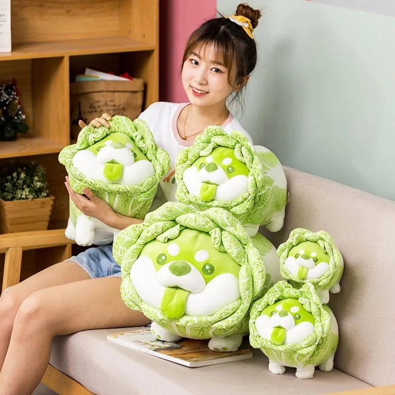 Niedliche Gemüsefee Plüschtiere Japanischer Kohlhund Flauschige Weiche Shiba Inu Kissen Kuscheltiere Puppe für Kinder Baby Mädchen Geschenke