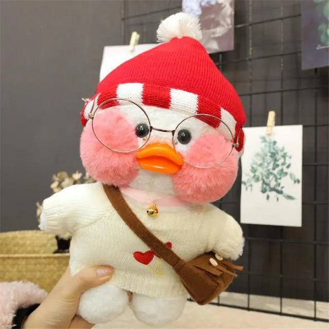 Kawaii Cartoon LaLafanfan 30 cm Cafe Ente Plüschtier Gefüllte weiche Kawaii Ente Puppe Tierkissen Geburtstagsgeschenk für Kinder Kinder