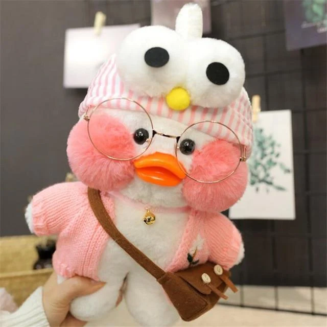 Kawaii Cartoon LaLafanfan 30 cm Cafe Ente Plüschtier Gefüllte weiche Kawaii Ente Puppe Tierkissen Geburtstagsgeschenk für Kinder Kinder