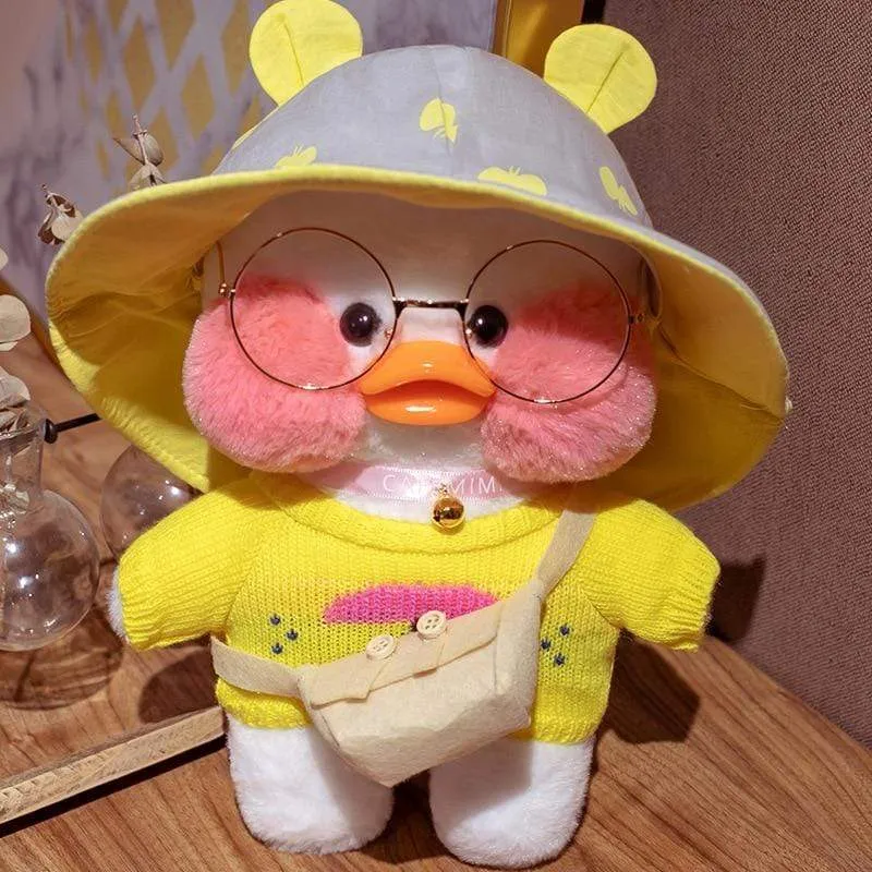 Kawaii Cartoon LaLafanfan 30 cm Cafe Ente Plüschtier Gefüllte weiche Kawaii Ente Puppe Tierkissen Geburtstagsgeschenk für Kinder Kinder