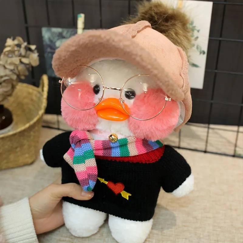 Kawaii Cartoon LaLafanfan 30 cm Cafe Ente Plüschtier Gefüllte weiche Kawaii Ente Puppe Tierkissen Geburtstagsgeschenk für Kinder Kinder