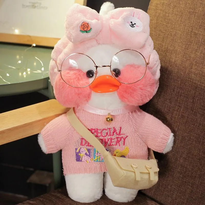 Kawaii Cartoon LaLafanfan 30 cm Cafe Ente Plüschtier Gefüllte weiche Kawaii Ente Puppe Tierkissen Geburtstagsgeschenk für Kinder Kinder