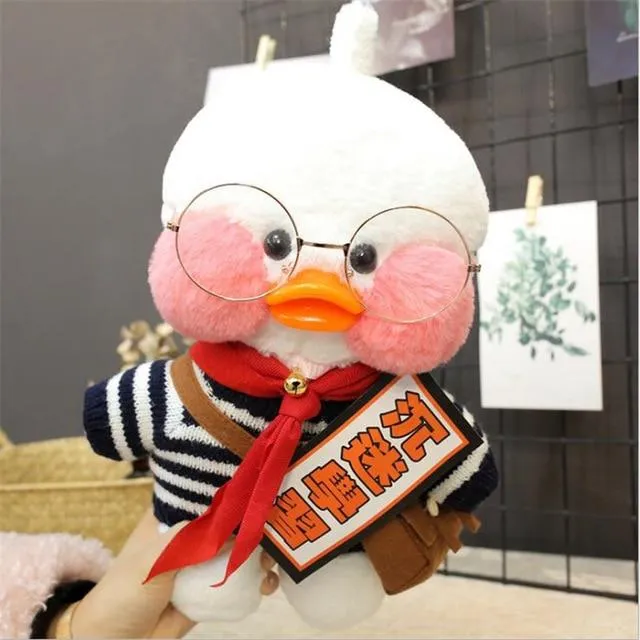 Kawaii Cartoon LaLafanfan 30 cm Cafe Ente Plüschtier Gefüllte weiche Kawaii Ente Puppe Tierkissen Geburtstagsgeschenk für Kinder Kinder