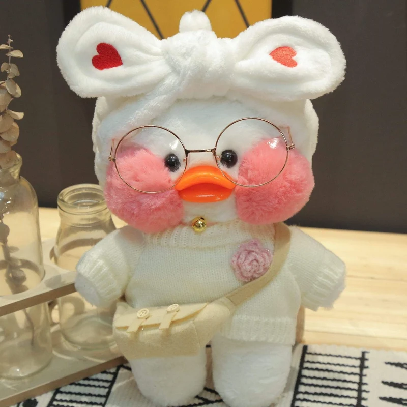 Kawaii Cartoon LaLafanfan 30 cm Cafe Ente Plüschtier Gefüllte weiche Kawaii Ente Puppe Tierkissen Geburtstagsgeschenk für Kinder Kinder