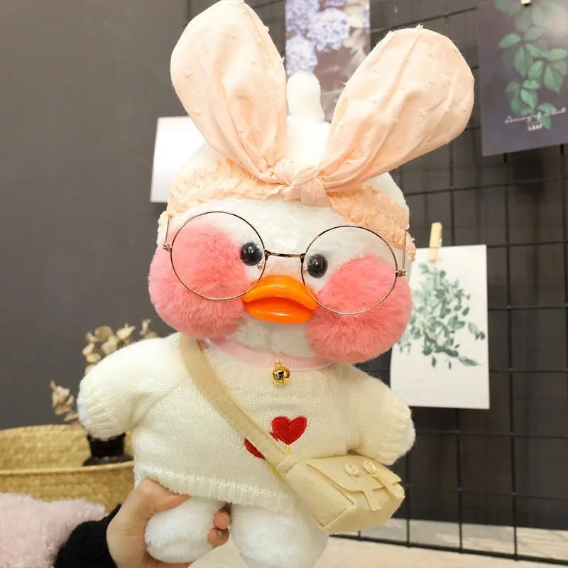 Kawaii Cartoon LaLafanfan 30 cm Cafe Ente Plüschtier Gefüllte weiche Kawaii Ente Puppe Tierkissen Geburtstagsgeschenk für Kinder Kinder