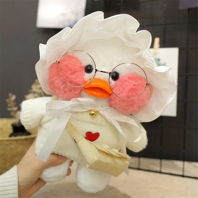 Kawaii Cartoon LaLafanfan 30 cm Cafe Ente Plüschtier Gefüllte weiche Kawaii Ente Puppe Tierkissen Geburtstagsgeschenk für Kinder Kinder