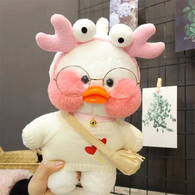 Kawaii Cartoon LaLafanfan 30 cm Cafe Ente Plüschtier Gefüllte weiche Kawaii Ente Puppe Tierkissen Geburtstagsgeschenk für Kinder Kinder
