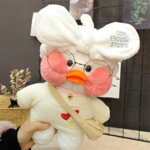 Kawaii Cartoon LaLafanfan 30 cm Cafe Ente Plüschtier Gefüllte weiche Kawaii Ente Puppe Tierkissen Geburtstagsgeschenk für Kinder Kinder