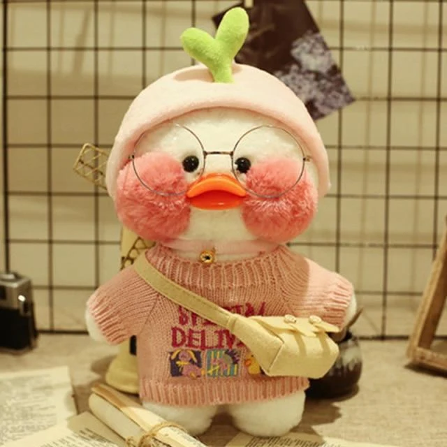 Kawaii Cartoon LaLafanfan 30 cm Cafe Ente Plüschtier Gefüllte weiche Kawaii Ente Puppe Tierkissen Geburtstagsgeschenk für Kinder Kinder
