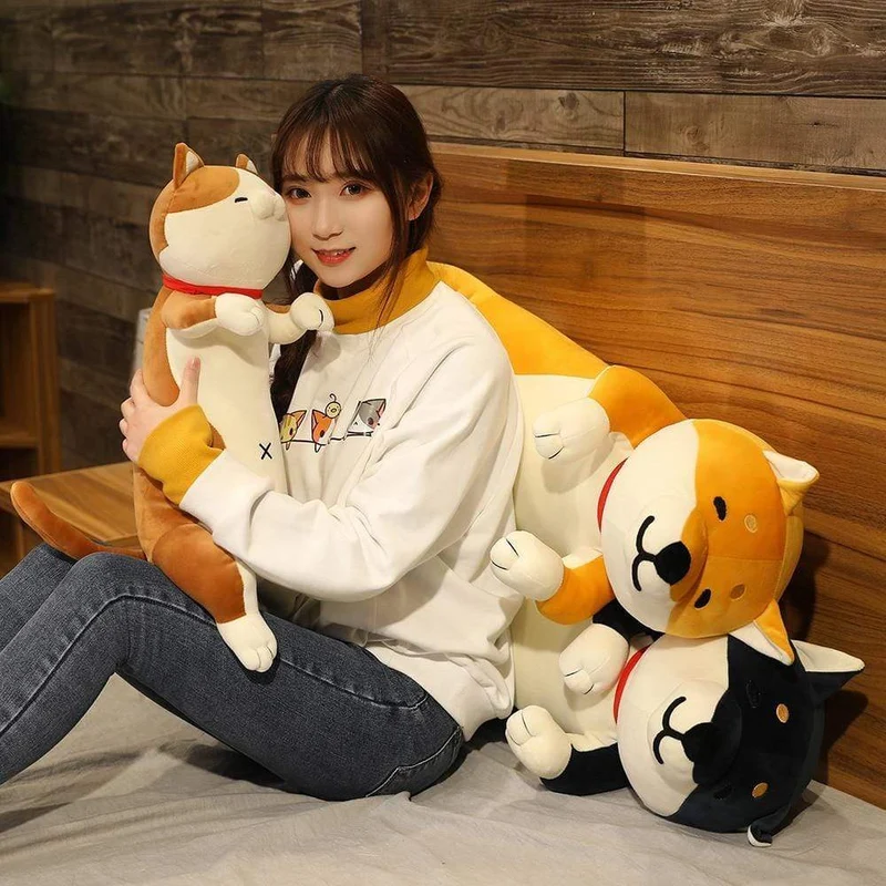 60-120 cm süße Shiba Inu Hund & Katze Plüschtiere Gefüllte lange Tiere Schlaf Freund Kissen Puppe Büro Kissen Kinder Mädchen Geschenk