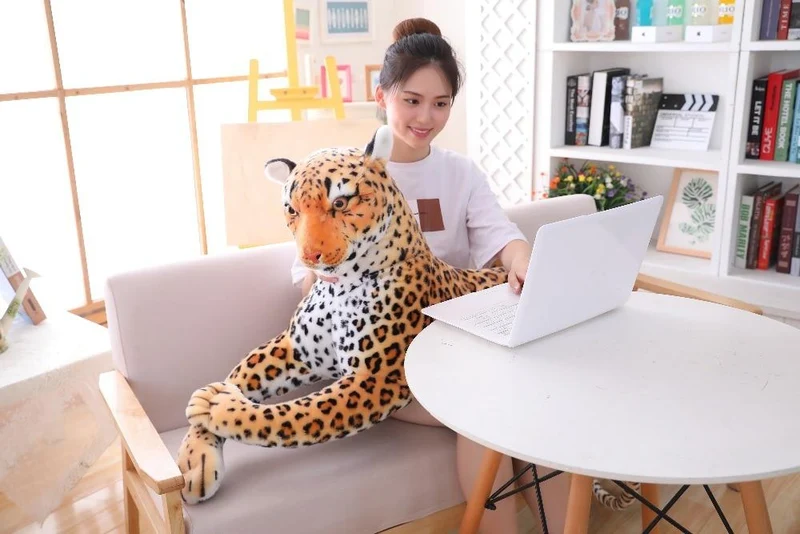 30-120 cm Riesen Schwarzer Leopard Panther Plüsch Spielzeug Weiches Stofftier Kissen Tier Puppe Gelb Weiß Tiger Spielzeug für Kinder