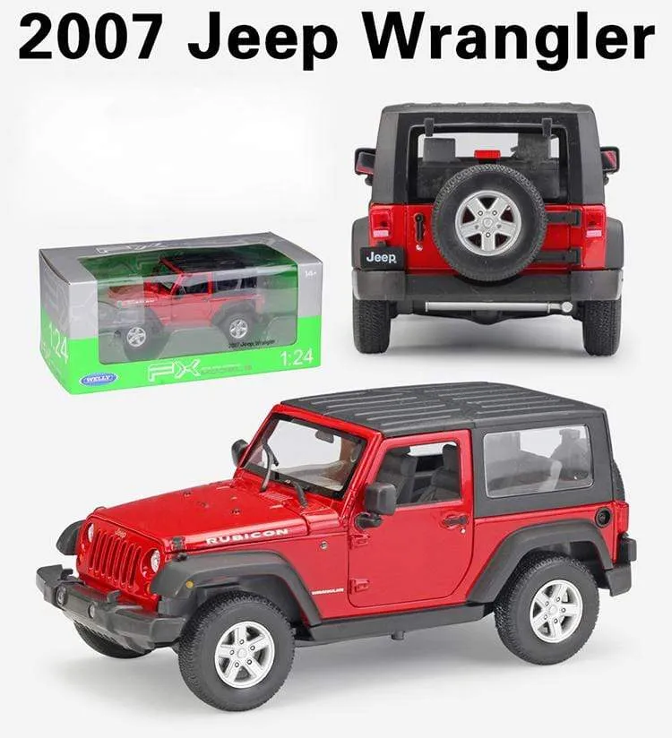 Modellauto 1:24 Maßstab 2007 Jeep Wrangler Diecast Car Simulator Legierung Off-Road Metall Klassisches Spielzeugauto Für Kindergeschenksammlung