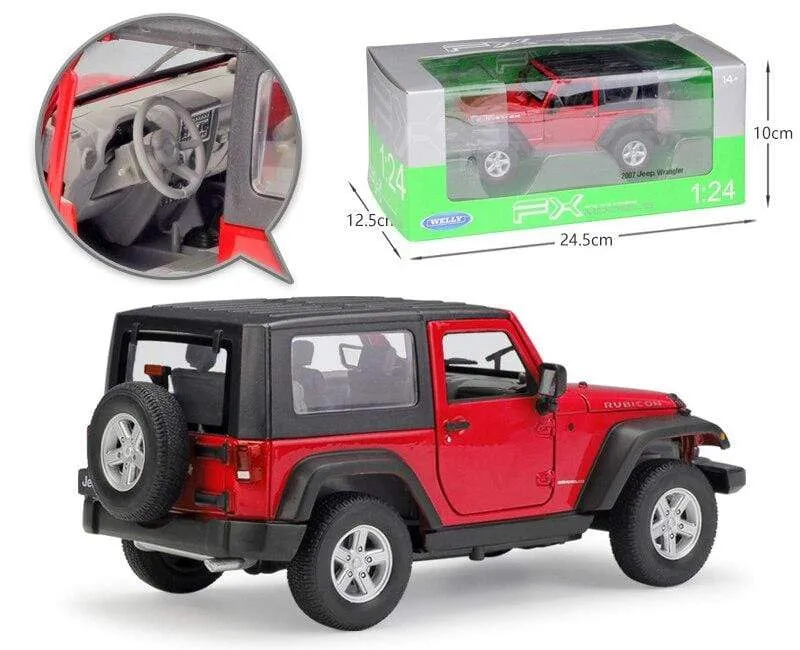 Modellauto 1:24 Maßstab 2007 Jeep Wrangler Diecast Car Simulator Legierung Off-Road Metall Klassisches Spielzeugauto Für Kindergeschenksammlung