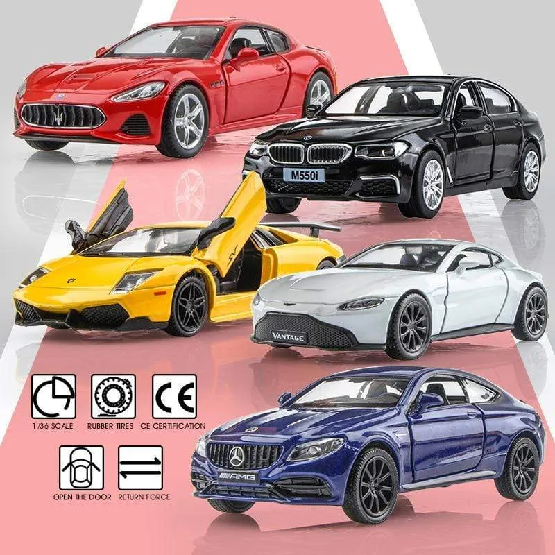 Geburtstagsgeschenk 1:36 Legierung Automodell Simulation Exquisite Druckguss Spielzeugfahrzeug RMZ Stadt Maserati Aston Martin Türen öffnen Pull Back