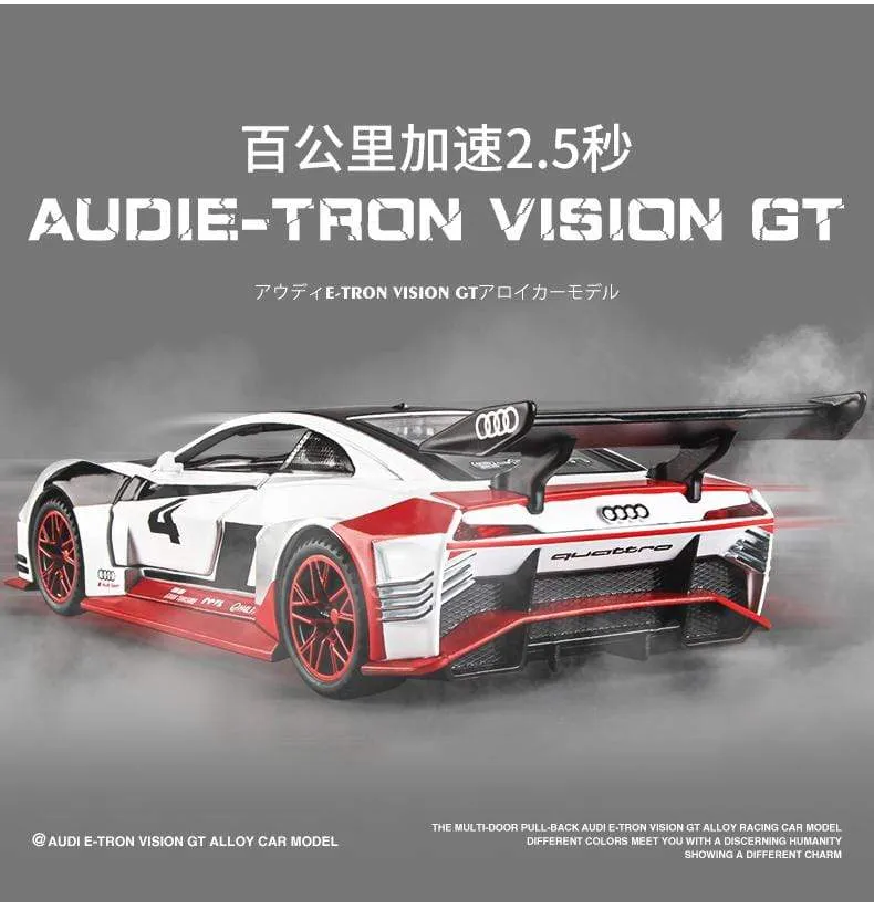 1:32 Audi Automodell GT Le Mans Racing Simulation Legierung Zurückziehen von Sound und Lichttür Kinderspielzeugauto aus Metall Geburtstagsgeschenk