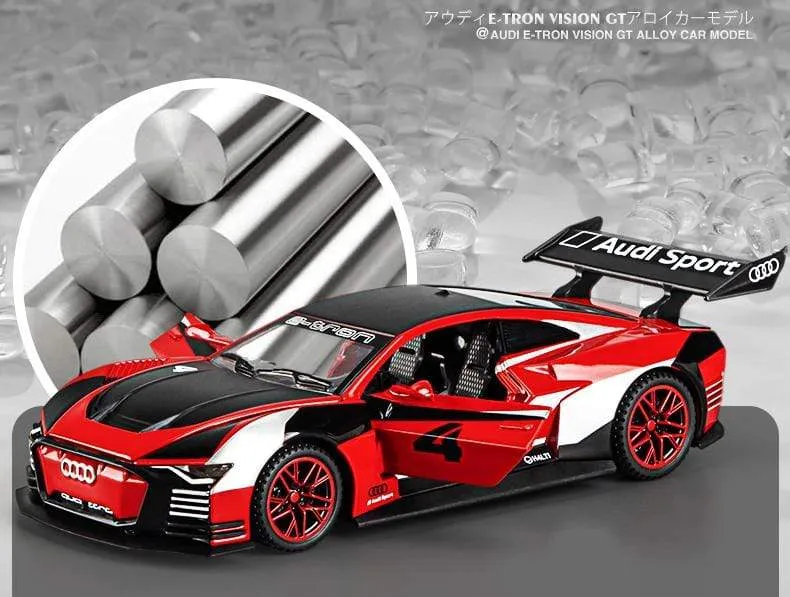 1:32 Audi Automodell GT Le Mans Racing Simulation Legierung Zurückziehen von Sound und Lichttür Kinderspielzeugauto aus Metall Geburtstagsgeschenk