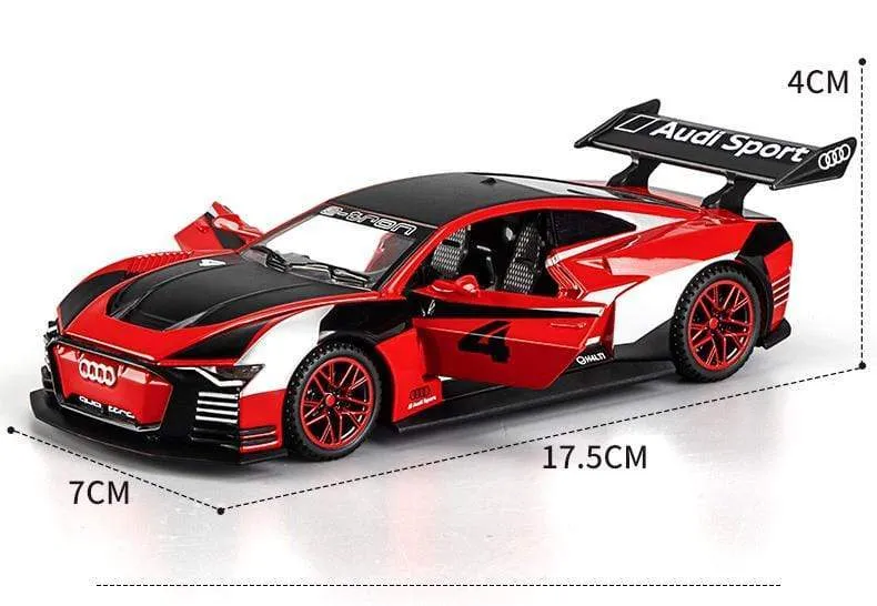 1:32 Audi Automodell GT Le Mans Racing Simulation Legierung Zurückziehen von Sound und Lichttür Kinderspielzeugauto aus Metall Geburtstagsgeschenk