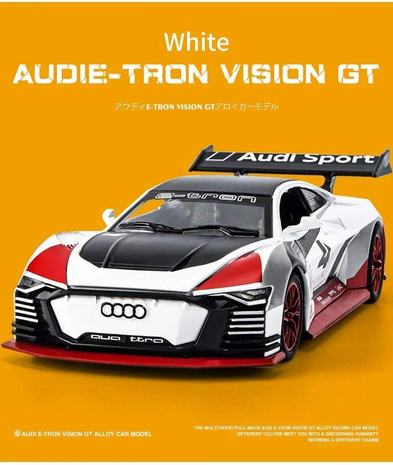 1:32 Audi Automodell GT Le Mans Racing Simulation Legierung Zurückziehen von Sound und Lichttür Kinderspielzeugauto aus Metall Geburtstagsgeschenk