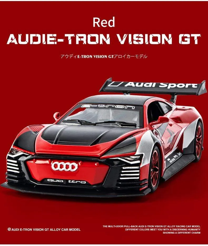 1:32 Audi Automodell GT Le Mans Racing Simulation Legierung Zurückziehen von Sound und Lichttür Kinderspielzeugauto aus Metall Geburtstagsgeschenk