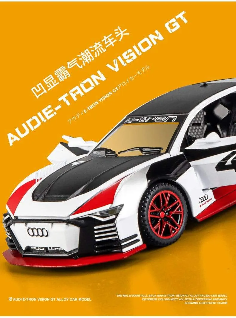 1:32 Audi Automodell GT Le Mans Racing Simulation Legierung Zurückziehen von Sound und Lichttür Kinderspielzeugauto aus Metall Geburtstagsgeschenk