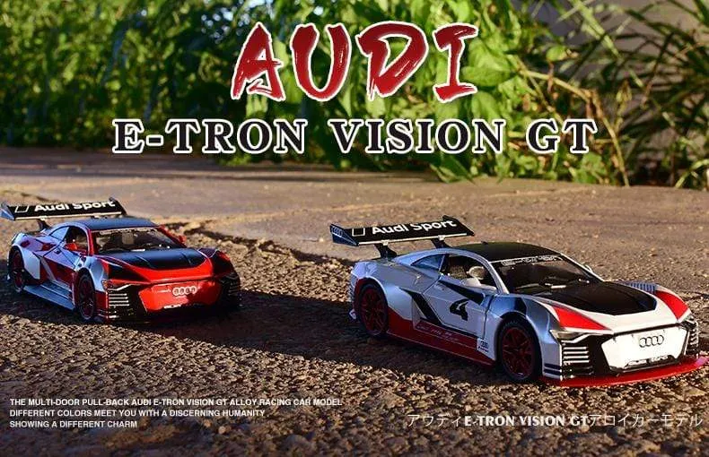 1:32 Audi Automodell GT Le Mans Racing Simulation Legierung Zurückziehen von Sound und Lichttür Kinderspielzeugauto aus Metall Geburtstagsgeschenk