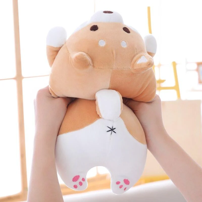Süßes Corgi-Hundepuppenkissen, Shiba Inu-Plüschtier mit schlafender Puppe, Kuscheltierkissen, Geschenk für Baby, 35 cm