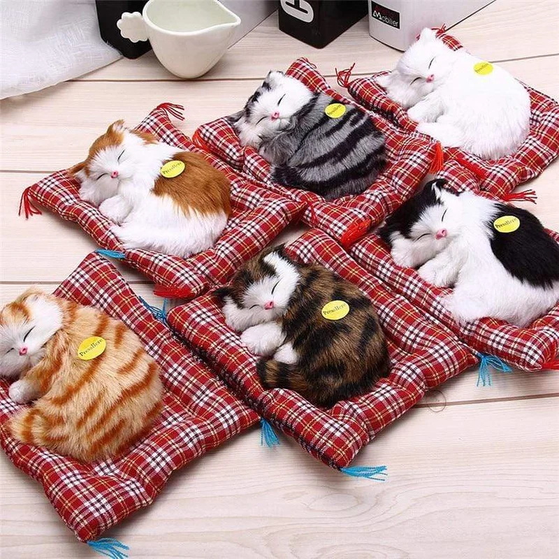 Kuscheltiere Schöne Simulation Tierpuppe Plüsch Faule schlafende Katzen Plüschtier mit Sound Wohndekoration