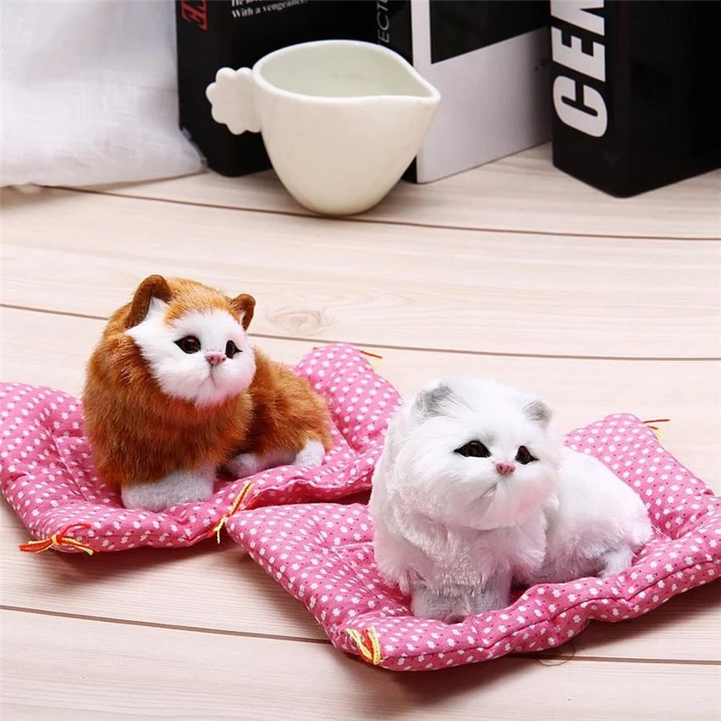 Kuscheltiere Schöne Simulation Tierpuppe Plüsch Faule schlafende Katzen Plüschtier mit Sound Wohndekoration