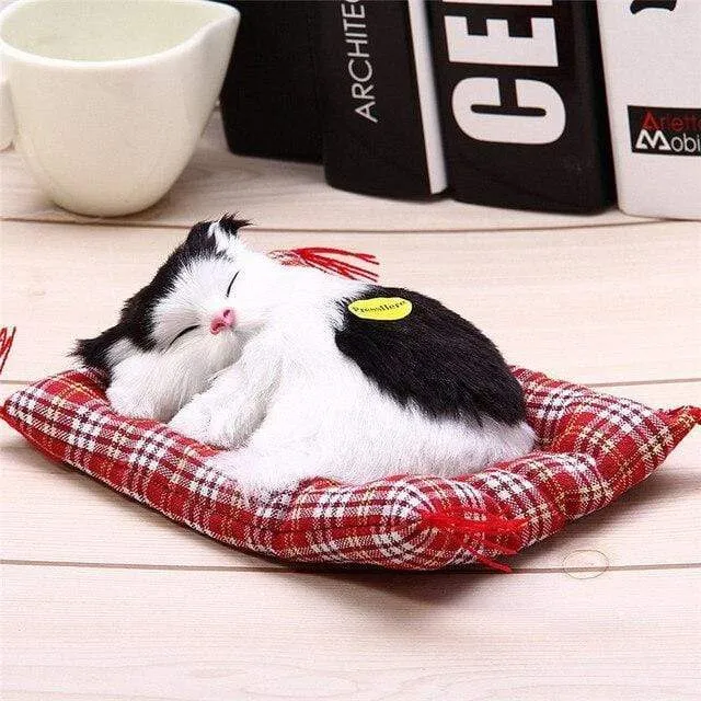 Kuscheltiere Schöne Simulation Tierpuppe Plüsch Faule schlafende Katzen Plüschtier mit Sound Wohndekoration