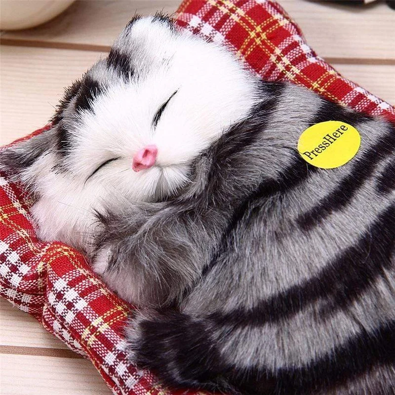 Kuscheltiere Schöne Simulation Tierpuppe Plüsch Faule schlafende Katzen Plüschtier mit Sound Wohndekoration