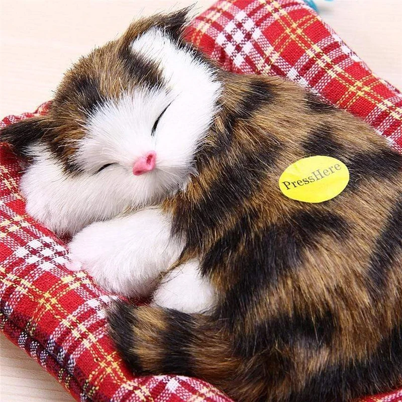 Kuscheltiere Schöne Simulation Tierpuppe Plüsch Faule schlafende Katzen Plüschtier mit Sound Wohndekoration