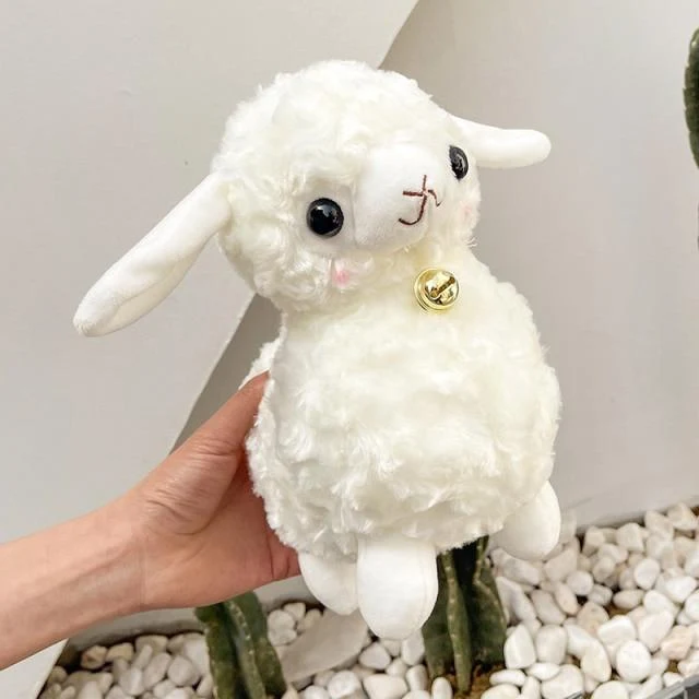 23 cm weißes Schaf-Plüschtier, süßes Baby-Tier-Püppchen, weiche Stoffpuppe aus Baumwolle, Plüschtiere für Zuhause, Schlafkamerad, Plüschtiere