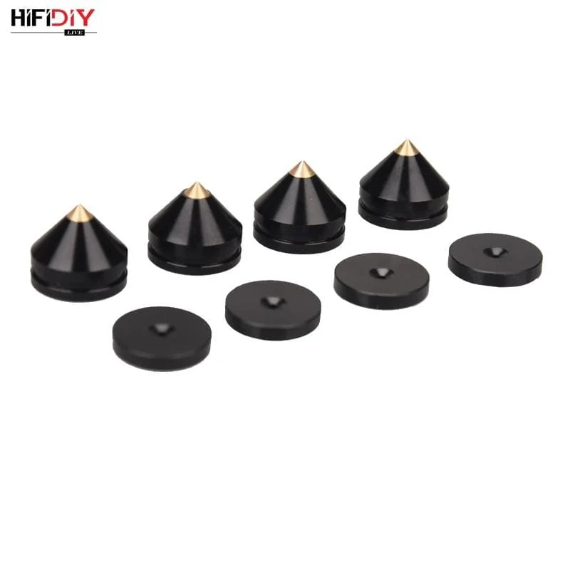HIFIDIY LIVE 4 STÜCKE 4 Sets Lautsprecherständer Füße Fußpolster Aluminiumlegierung Metall (NICHT Naturholz) Spikes Kegel Boden Fuß Nagel M23 * 20