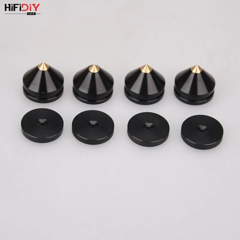 HIFIDIY LIVE 4 STÜCKE 4 Sets Lautsprecherständer Füße Fußpolster Aluminiumlegierung Metall (NICHT Naturholz) Spikes Kegel Boden Fuß Nagel M23 * 20