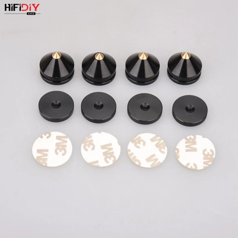 HIFIDIY LIVE 4 STÜCKE 4 Sets Lautsprecherständer Füße Fußpolster Aluminiumlegierung Metall (NICHT Naturholz) Spikes Kegel Boden Fuß Nagel M23 * 20