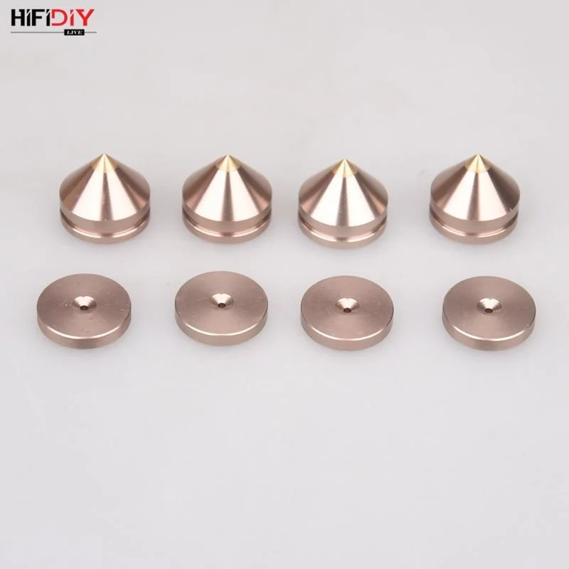 HIFIDIY LIVE 4 STÜCKE 4 Sets Lautsprecherständer Füße Fußpolster Aluminiumlegierung Metall (NICHT Naturholz) Spikes Kegel Boden Fuß Nagel M23 * 20