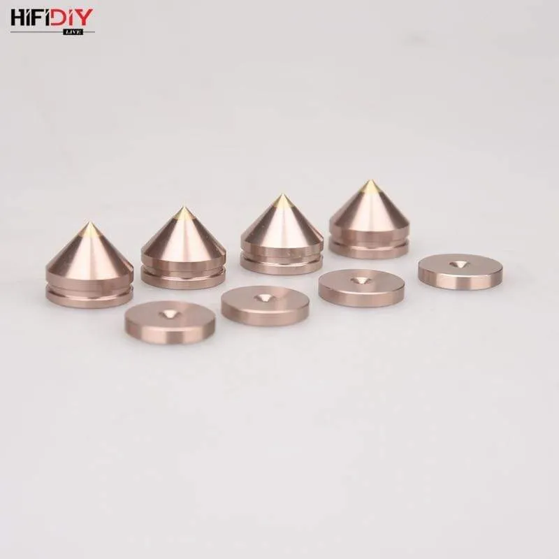 HIFIDIY LIVE 4 STÜCKE 4 Sets Lautsprecherständer Füße Fußpolster Aluminiumlegierung Metall (NICHT Naturholz) Spikes Kegel Boden Fuß Nagel M23 * 20