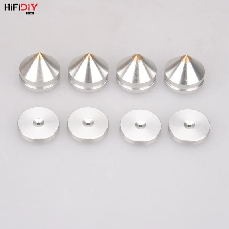HIFIDIY LIVE 4 STÜCKE 4 Sets Lautsprecherständer Füße Fußpolster Aluminiumlegierung Metall (NICHT Naturholz) Spikes Kegel Boden Fuß Nagel M23 * 20