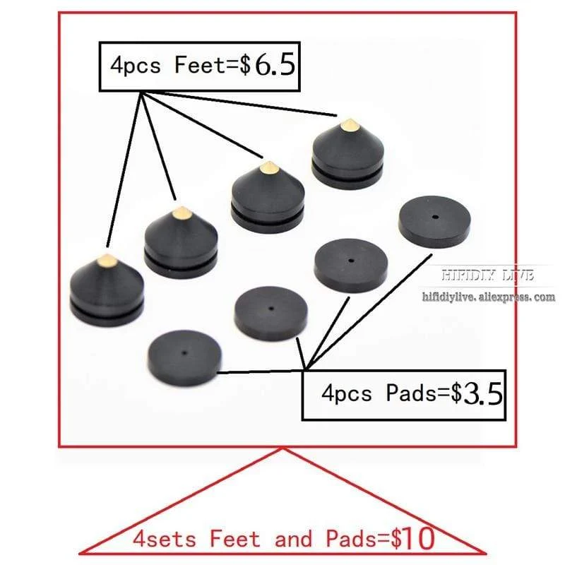 HIFIDIY LIVE 4 STÜCKE 4 Sets Lautsprecherständer Füße Fußpolster Aluminiumlegierung Metall (NICHT Naturholz) Spikes Kegel Boden Fuß Nagel M23 * 20