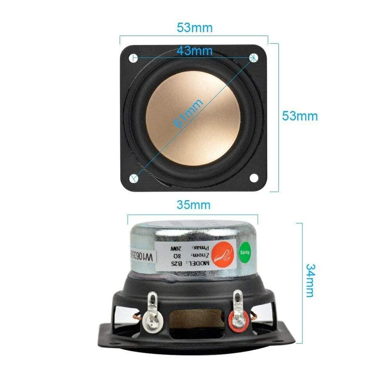 AIYIMA 2Pcs 2 Zoll Tragbare Lautsprecher Fahrer 8 Ohm 20W Vollständige Palette Fieber Lautsprecher DIY Für Home Theater audio Lautsprecher
