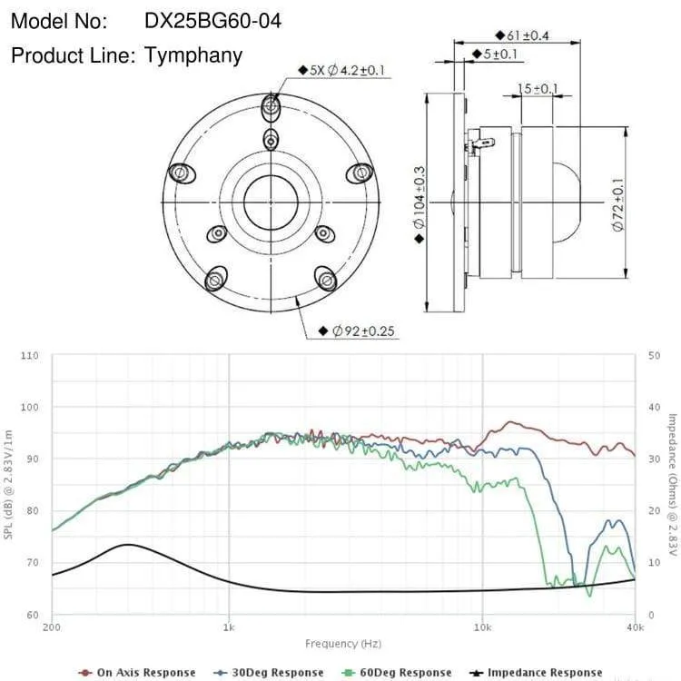 2 Stück Original Vifa XT25BG60-04/DX25BG60-04 4'' Home Audio DIY Dome Hochtöner Lautsprechertreiber 4ohm/100W Silver Panel Option