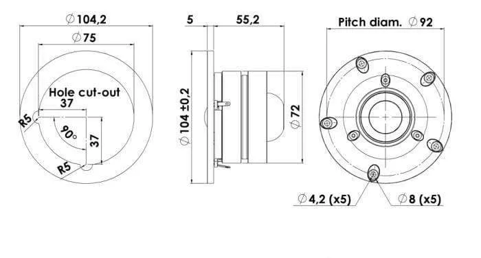 2 Stück Original Vifa XT25BG60-04/DX25BG60-04 4'' Home Audio DIY Dome Hochtöner Lautsprechertreiber 4ohm/100W Silver Panel Option