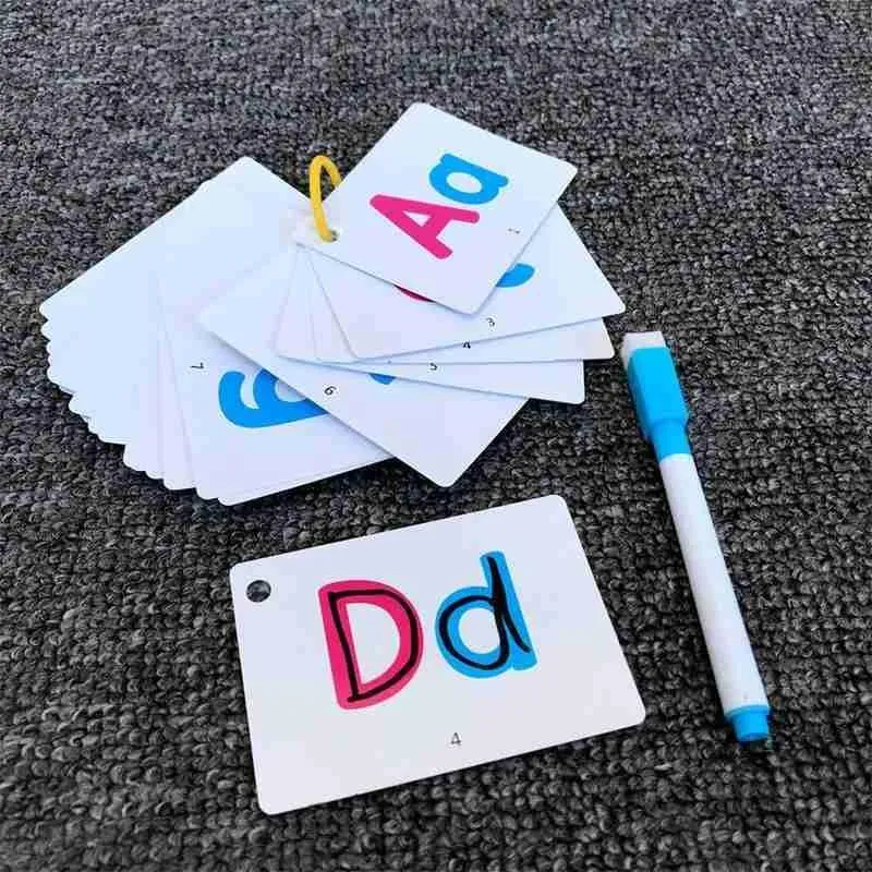 27 Stück Alphabet-Buchstaben-Suchkarte, pädagogische Buchstaben, Lesen, Schreiben, Lernen, Alphabet mit einem Stift, Vorschul-Geschenk